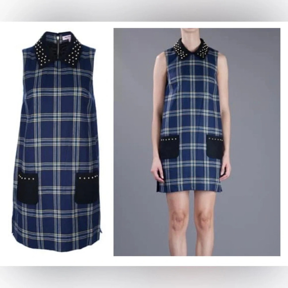 Juicy Couture Dresses & Skirts - Juicy Couture Eton Tartan Plaid sleeveless stud collar wool blend dress size 8